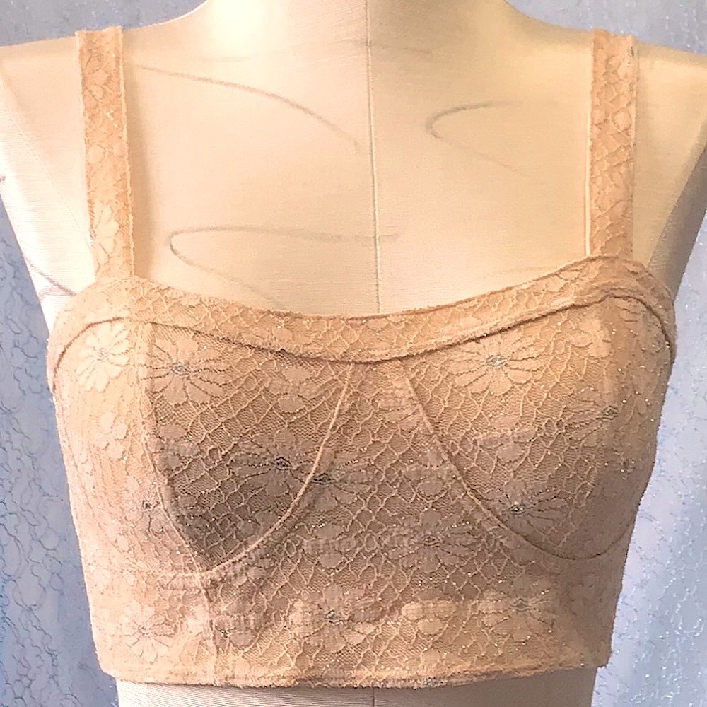 Free People Cream & Silver Lace Bustier Size S/P